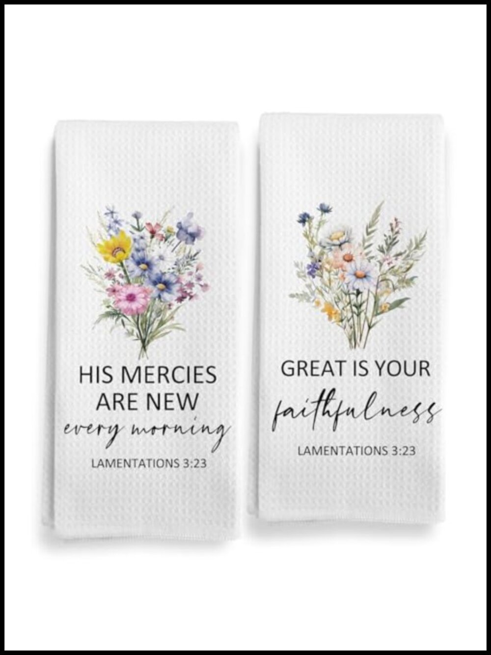 Christian Waffle Kitchen Towel Bible Verse Scripture Dish Cloth 16x24